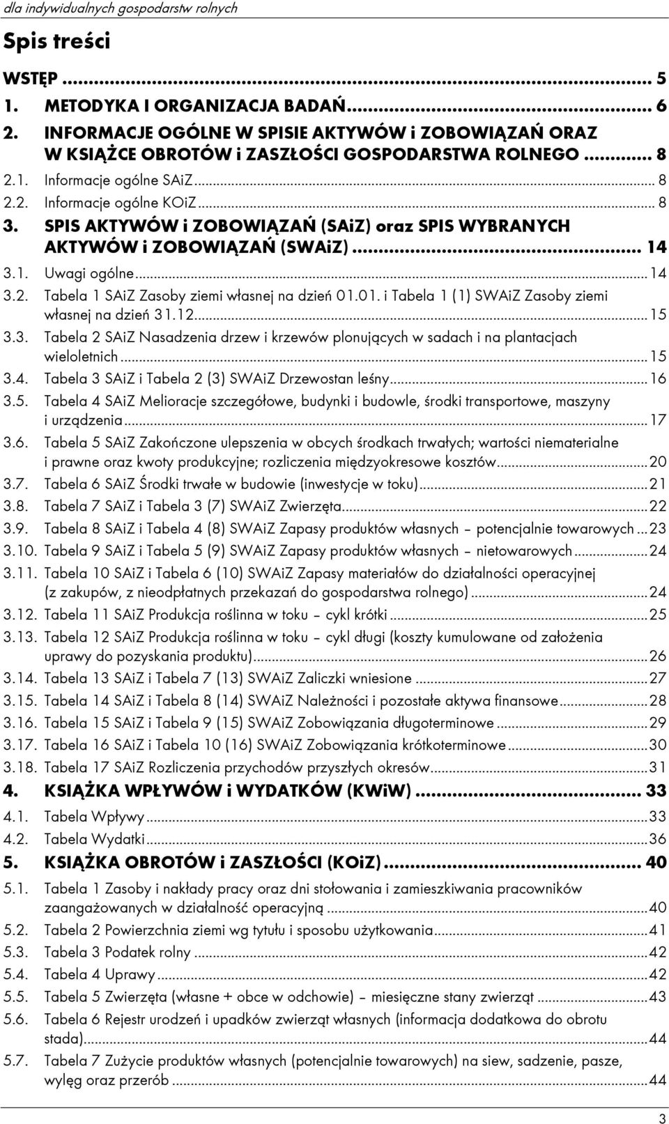 SPIS AKTYWÓW i ZOBOWIĄZAŃ (SAiZ) oraz SPIS WYBRANYCH AKTYWÓW i ZOBOWIĄZAŃ (SWAiZ)... 14 3.1. Uwagi ogólne... 14 3.2. Tabela 1 SAiZ Zasoby ziemi własnej na dzień 01.