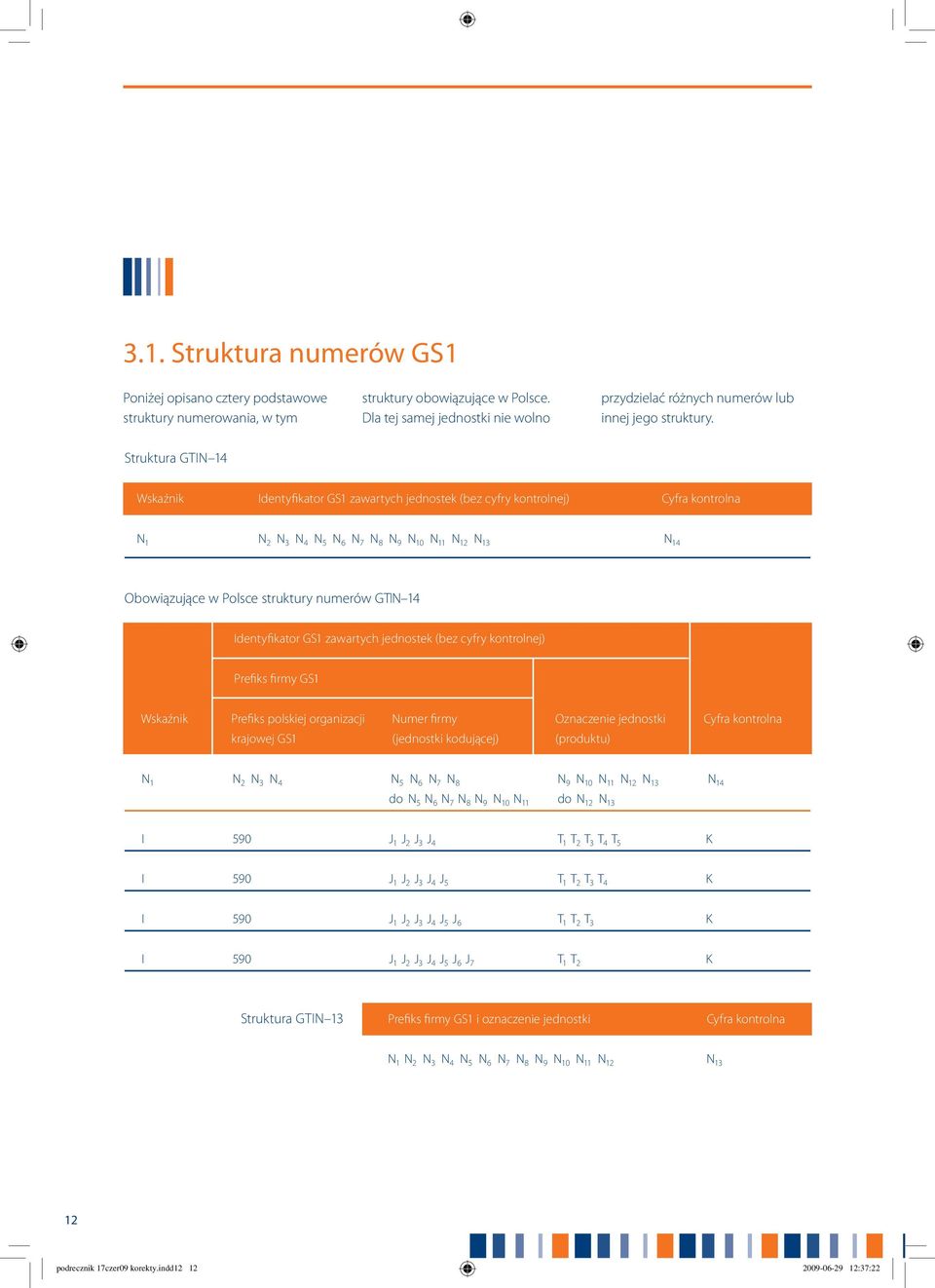Struktura GTIN 14 Wskaźnik Identyfikator GS1 zawartych jednostek (bez cyfry kontrolnej) Cyfra kontrolna N 1 N 2 N 3 N 4 N 5 N 6 N 7 N 8 N 9 N 10 N 11 N 12 N 13 N 14 Obowiązujące w Polsce struktury