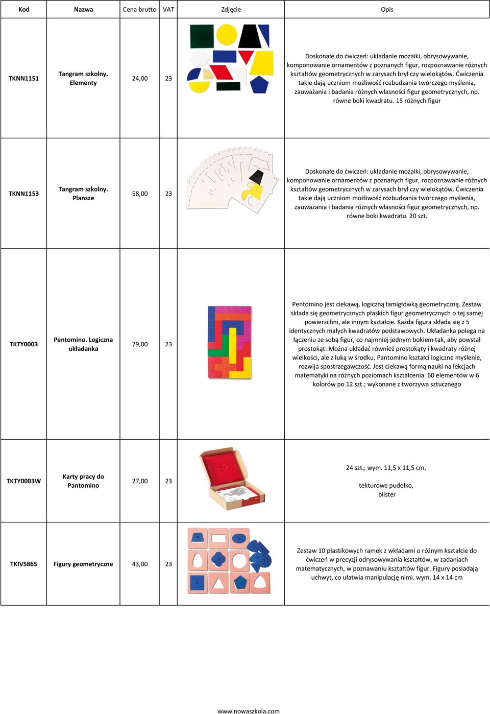 Ćwiczenia takie dają uczniom możliwość rozbudzania twórczego myślenia, zauważania i badania różnych własności figur geometrycznych, np. równe boki kwadratu. 15 różnych figur TKNN1153 Tangram szkolny.