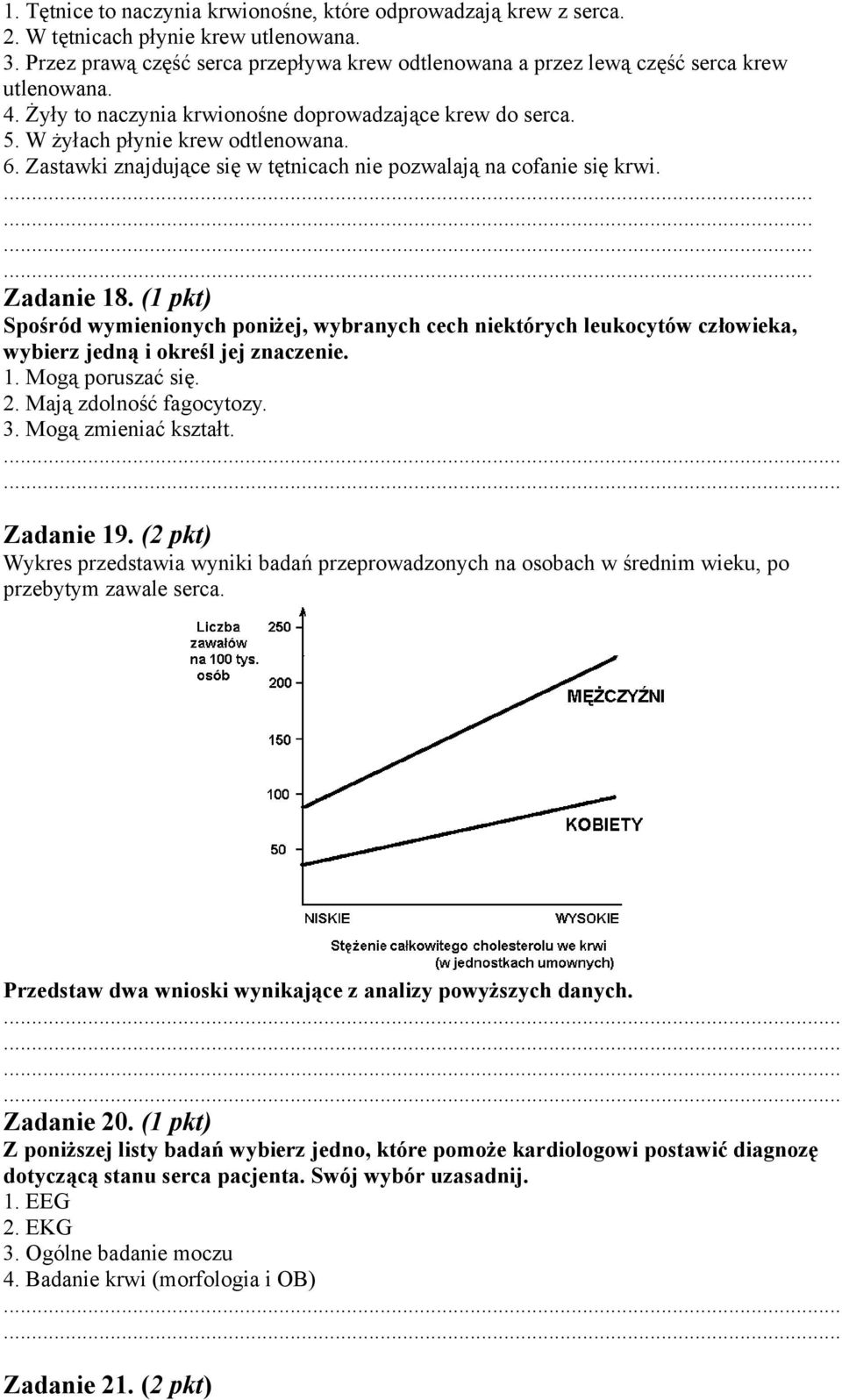 Zastawki znajdujące się w tętnicach nie pozwalają na cofanie się krwi............. Zadanie 18.