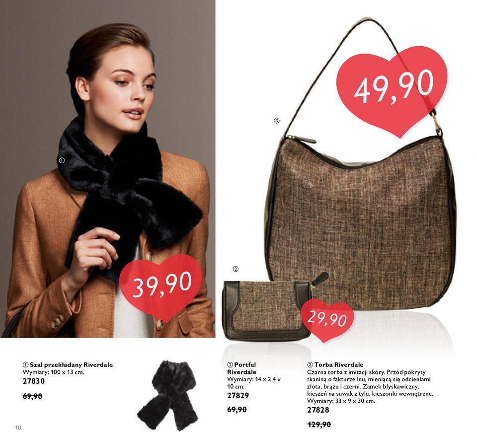 27829 69,90 Torba Riverdale Czarna torba z imitacji skóry.