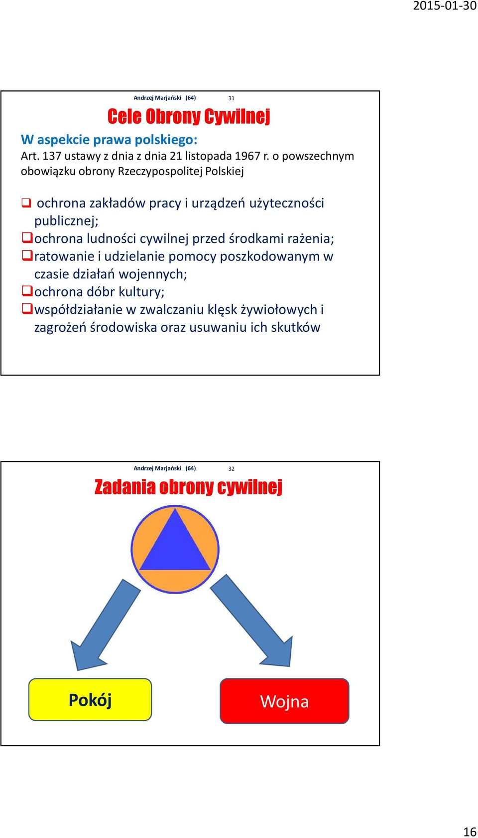 ludności cywilnej przed środkami rażenia; ratowanie i udzielanie pomocy poszkodowanym w czasie działań wojennych; ochrona