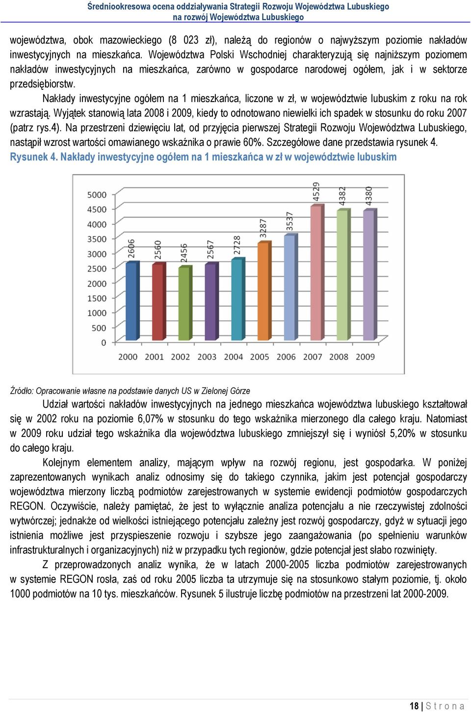 Nakłady inwestycyjne ogółem na 1 mieszkańca, liczone w zł, w województwie lubuskim z roku na rok wzrastają.