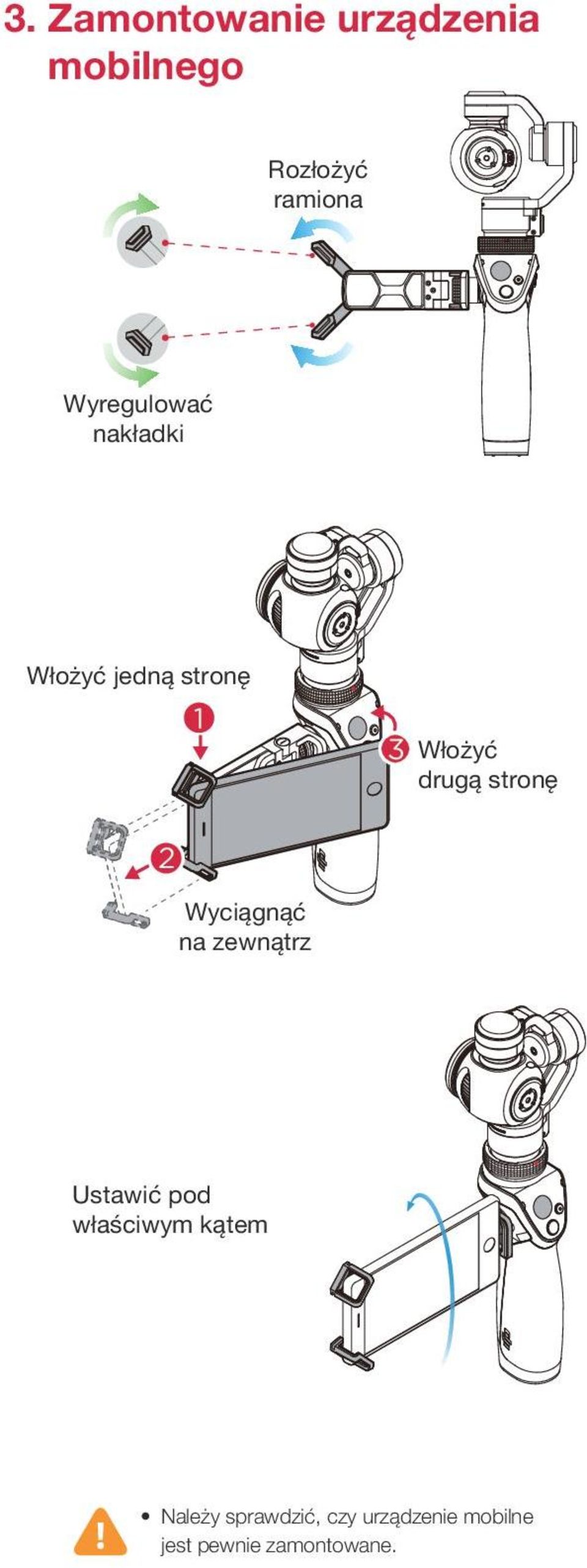 stronę 2 Wyciągnąć na zewnątrz Ustawić pod właściwym kątem