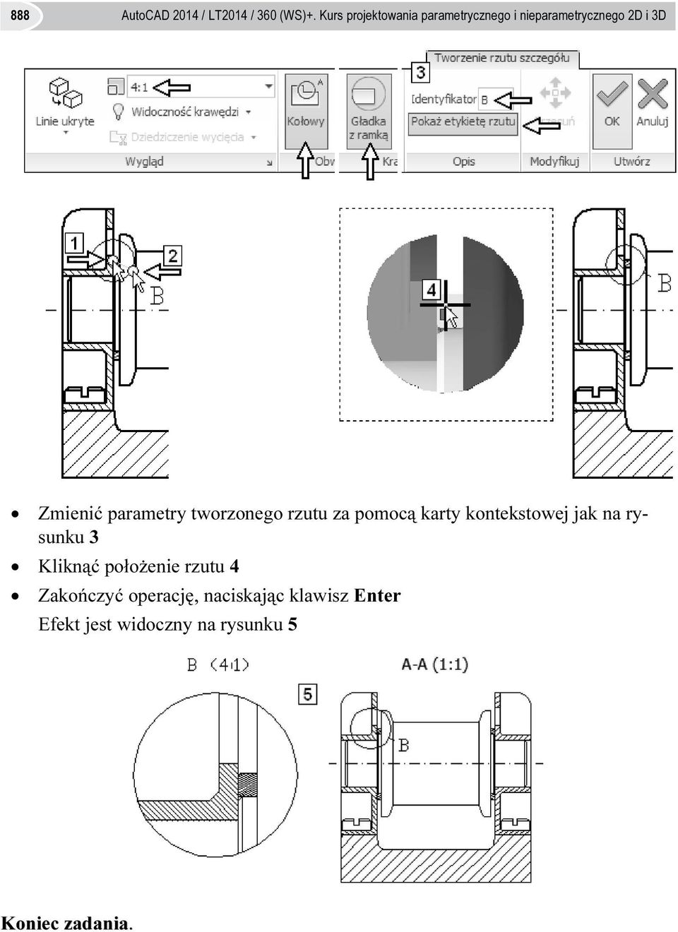 parametry tworzonego rzutu za pomocą karty kontekstowej jak na rysunku 3