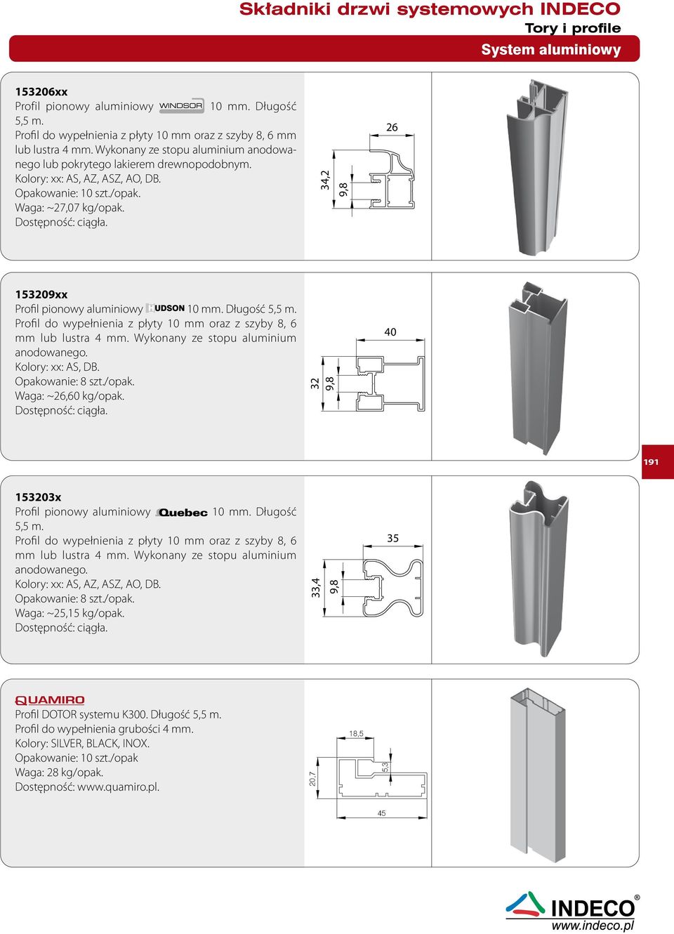 34,2 9,8 26 153209xx Profil pionowy aluminiowy 10 mm. Długość 5,5 m. Profil do wypełnienia z płyty 10 mm oraz z szyby 8, 6 mm lub lustra 4 mm. Wykonany ze stopu aluminium anodowanego.