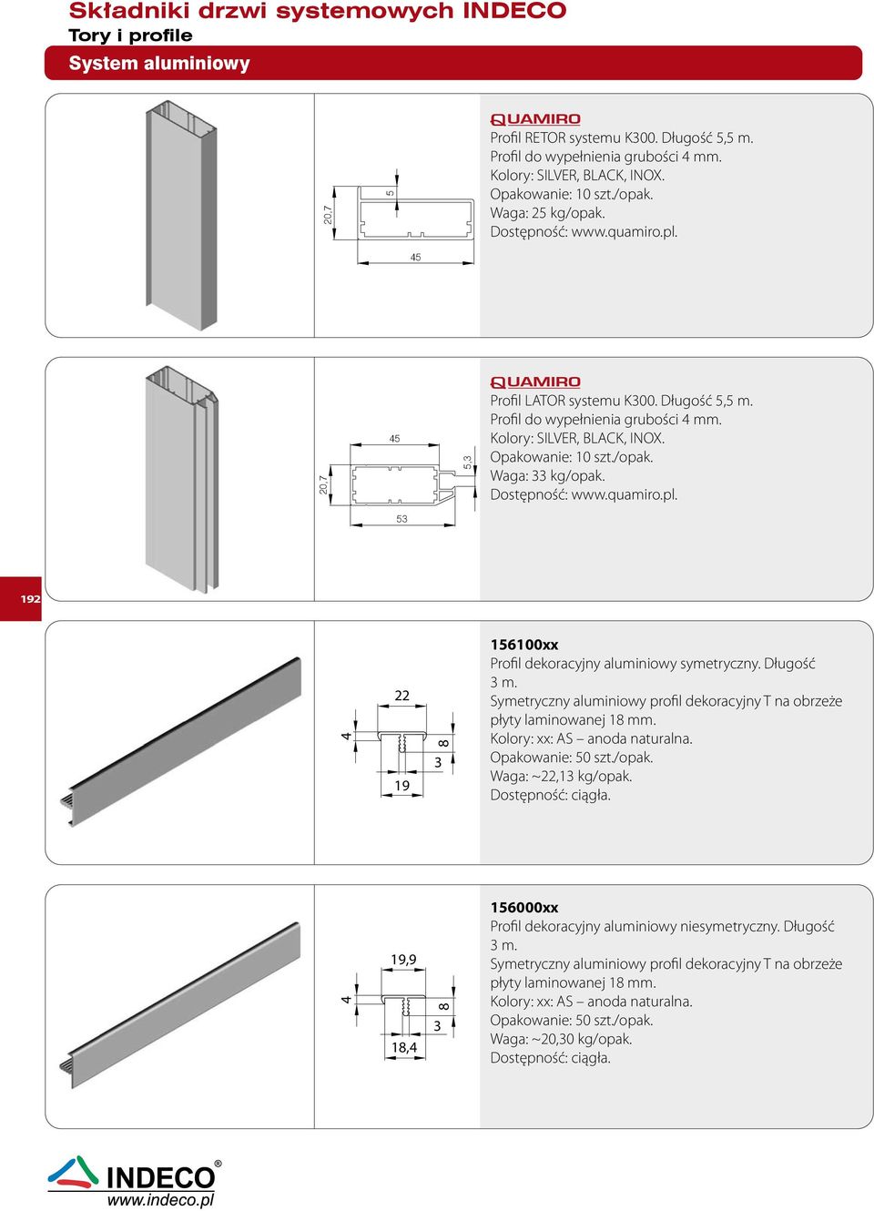 Dostępność: www.quamiro.pl. 53 192 4 22 19 8 3 156100xx Profil dekoracyjny aluminiowy symetryczny. Długość 3 m. Symetryczny aluminiowy profil dekoracyjny T na obrzeże płyty laminowanej 18 mm.