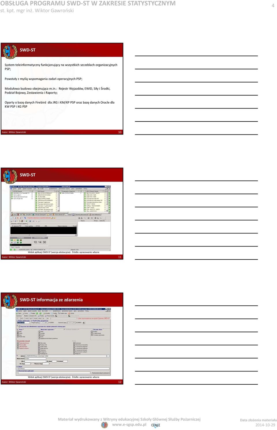 : Rejestr Wyjazdów, EWID, Siły i Środki, Podział Bojowy, Zestawienia i Raporty; Oparty o