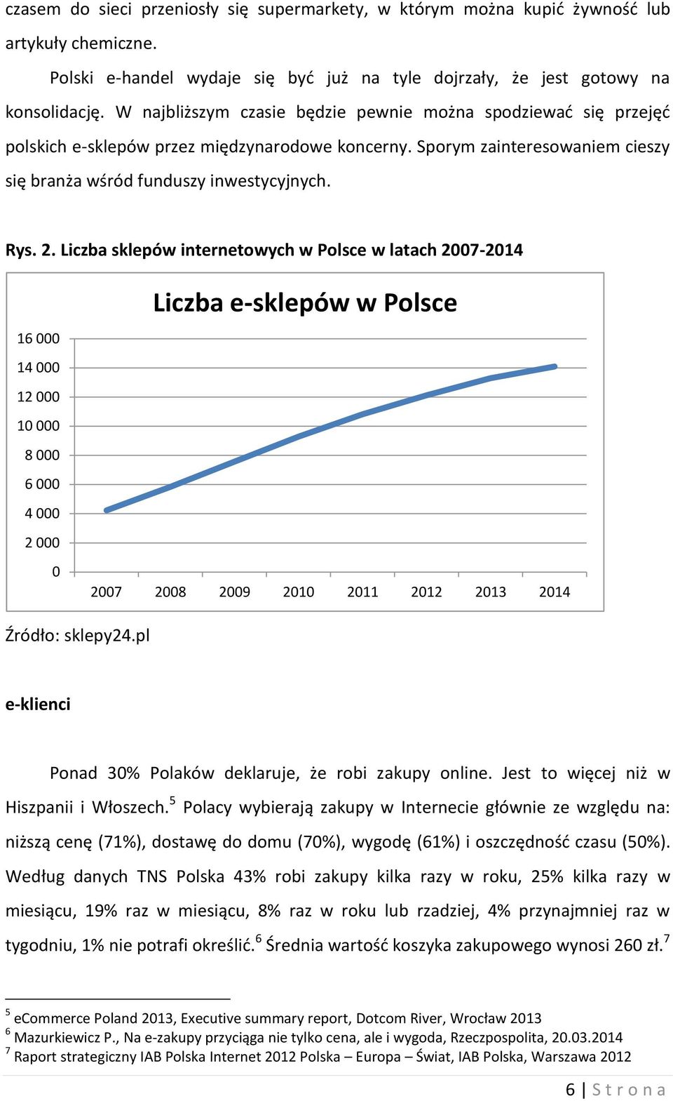 Liczba sklepów internetowych w Polsce w latach 2007-2014 16 000 14 000 12 000 10 000 8 000 6 000 4 000 2 000 0 Liczba e-sklepów w Polsce 2007 2008 2009 2010 2011 2012 2013 2014 Źródło: sklepy24.