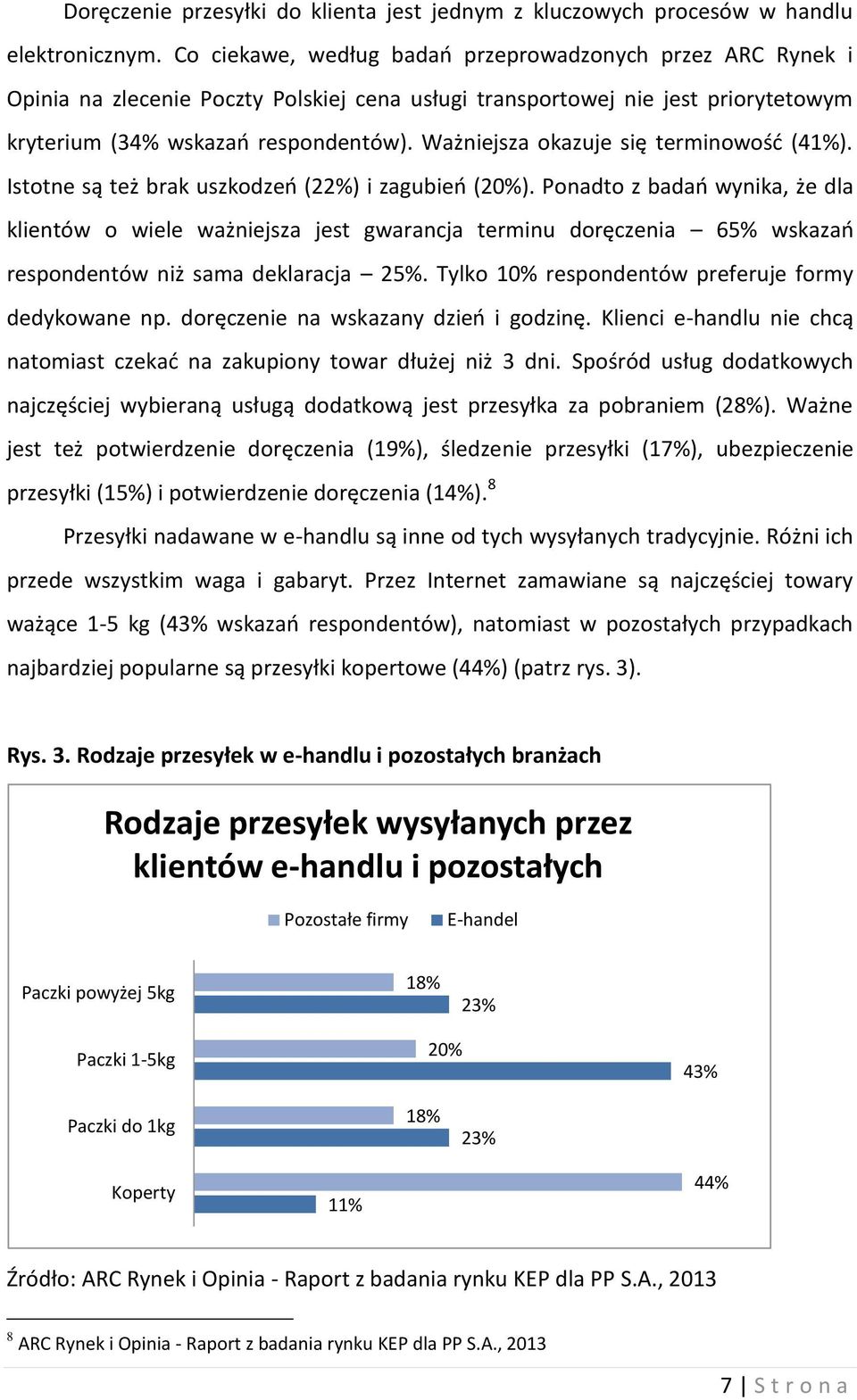 Ważniejsza okazuje się terminowość (41%). Istotne są też brak uszkodzeń (22%) i zagubień (20%).