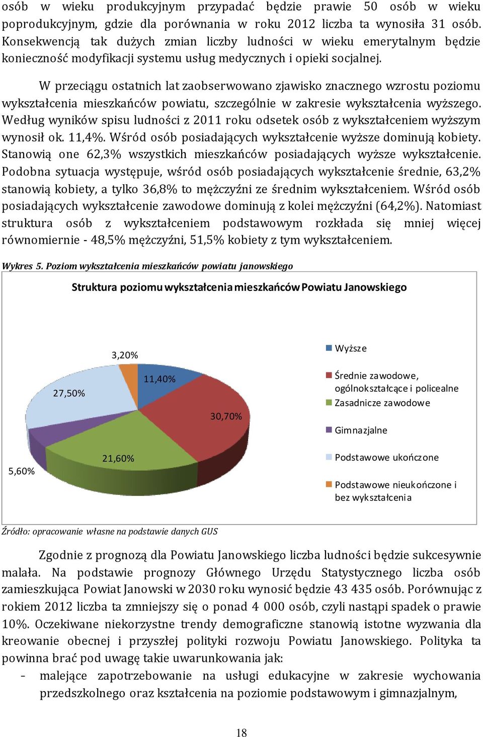 W przeciągu ostatnich lat zaobserwowano zjawisko znacznego wzrostu poziomu wykształcenia mieszkańców powiatu, szczególnie w zakresie wykształcenia wyższego.