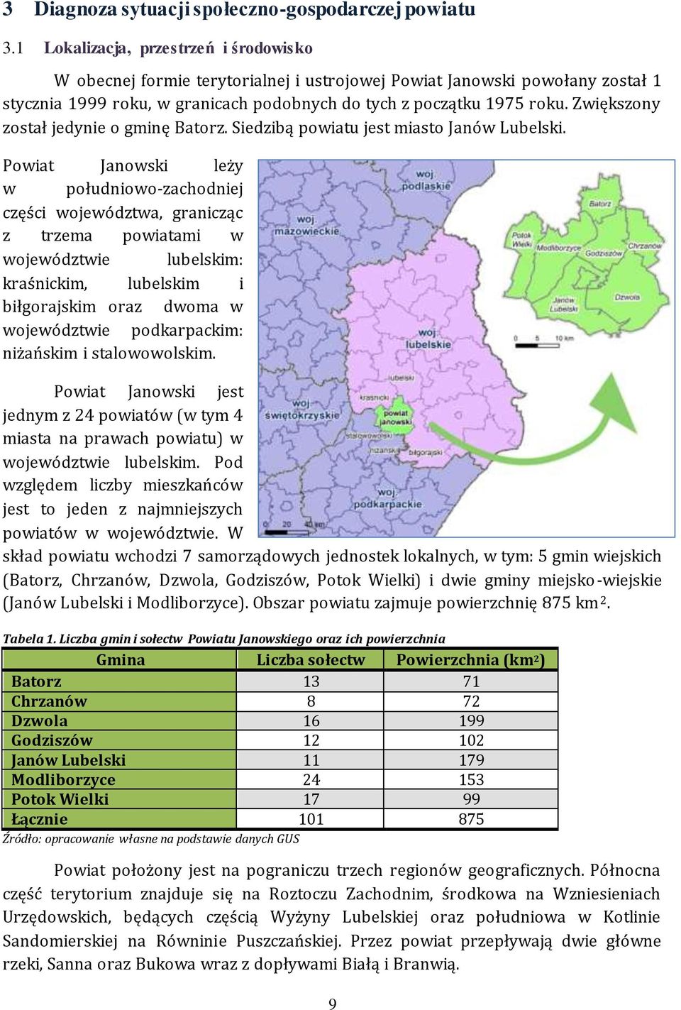 Zwiększony został jedynie o gminę Batorz. Siedzibą powiatu jest miasto Janów Lubelski.