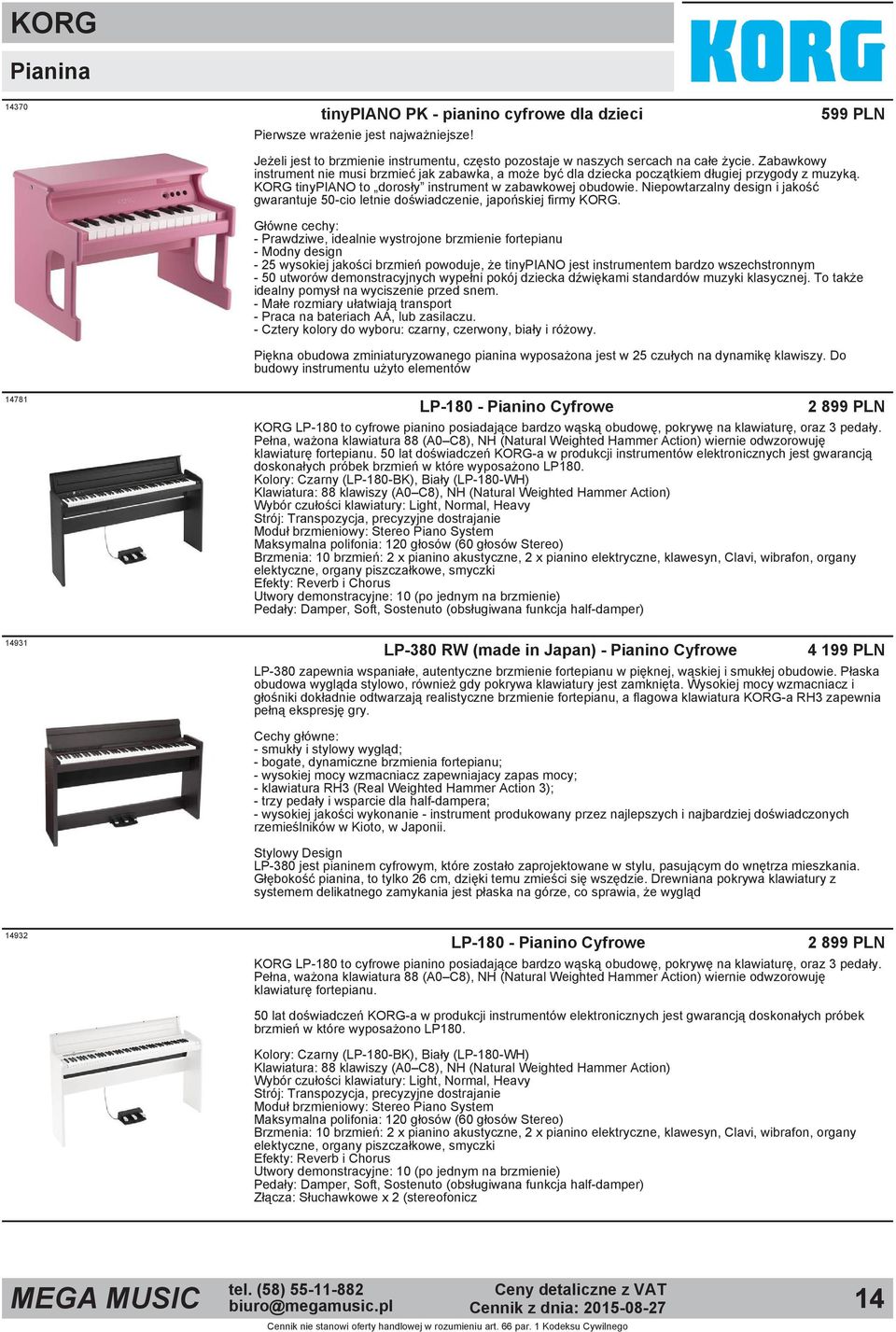 Niepowtarzalny design i jakość gwarantuje 50 cio letnie doświadczenie, japońskiej firmy KORG.