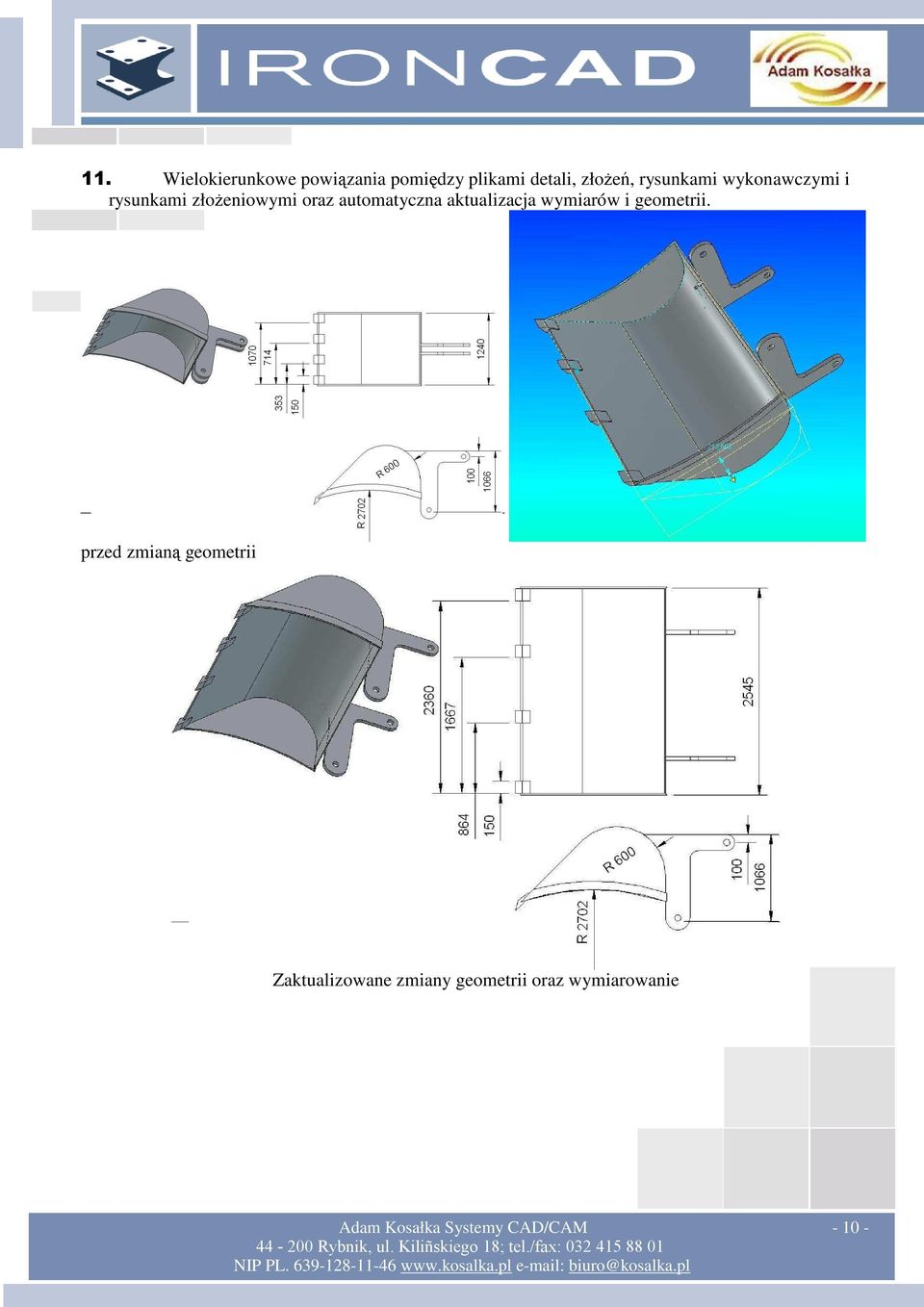 aktualizacja wymiarów i geometrii.