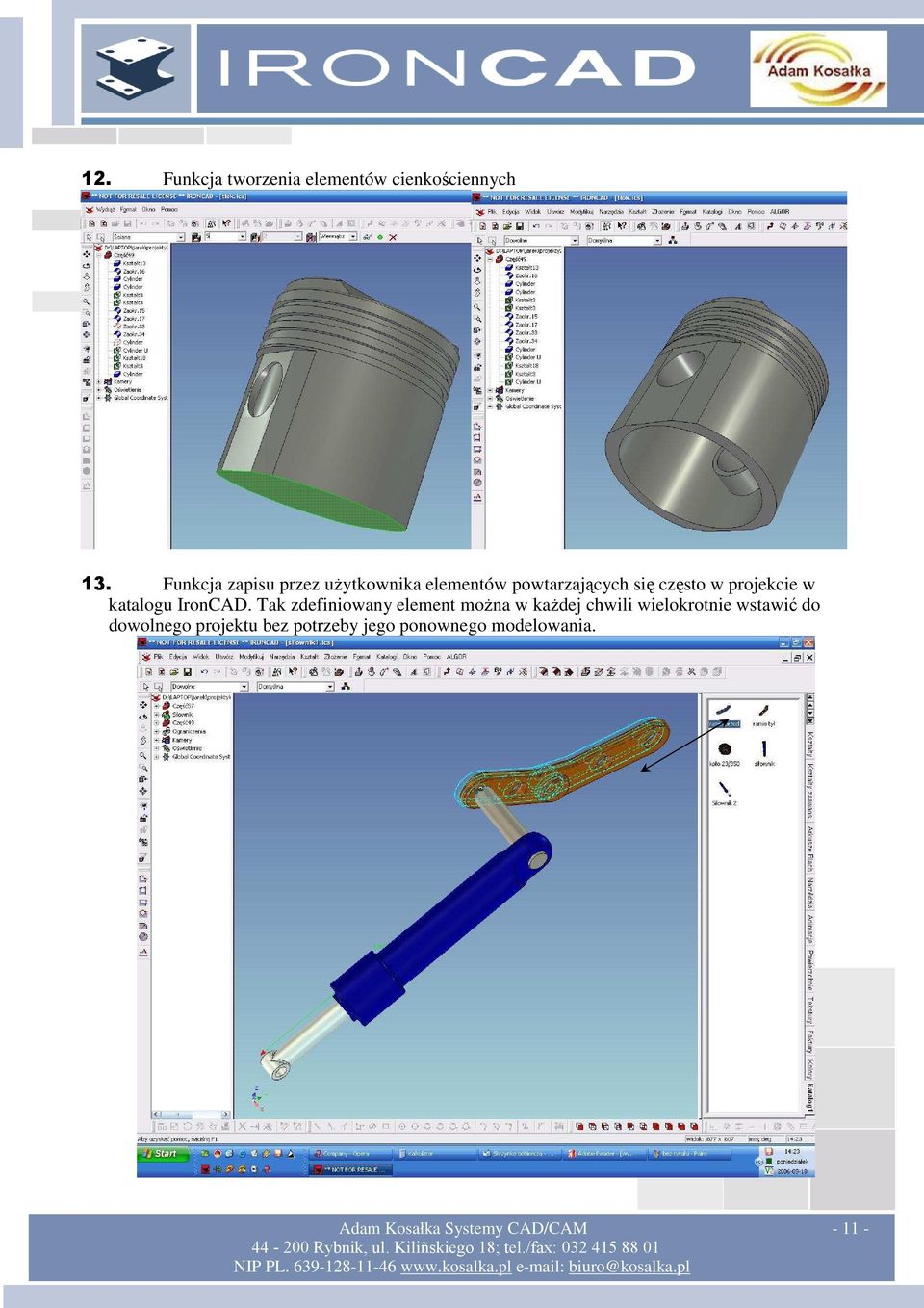 projekcie w katalogu IronCAD.