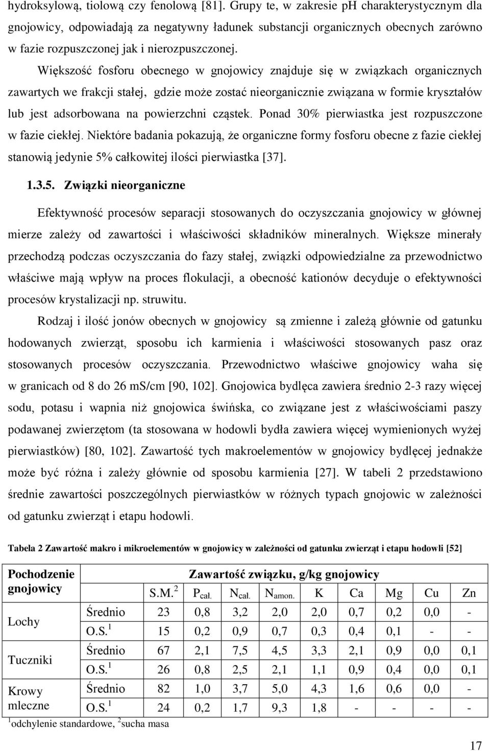 Większość fosforu obecnego w gnojowicy znajduje się w związkach organicznych zawartych we frakcji stałej, gdzie może zostać nieorganicznie związana w formie kryształów lub jest adsorbowana na