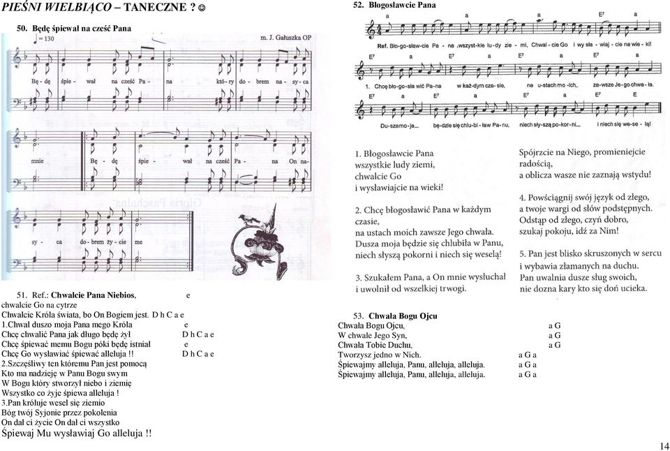 Szczęśliwy ten któremu Pan jest pomocą Kto ma nadzieję w Panu Bogu swym W Bogu który stworzył niebo i ziemię Wszystko co żyje śpiewa alleluja! 3.