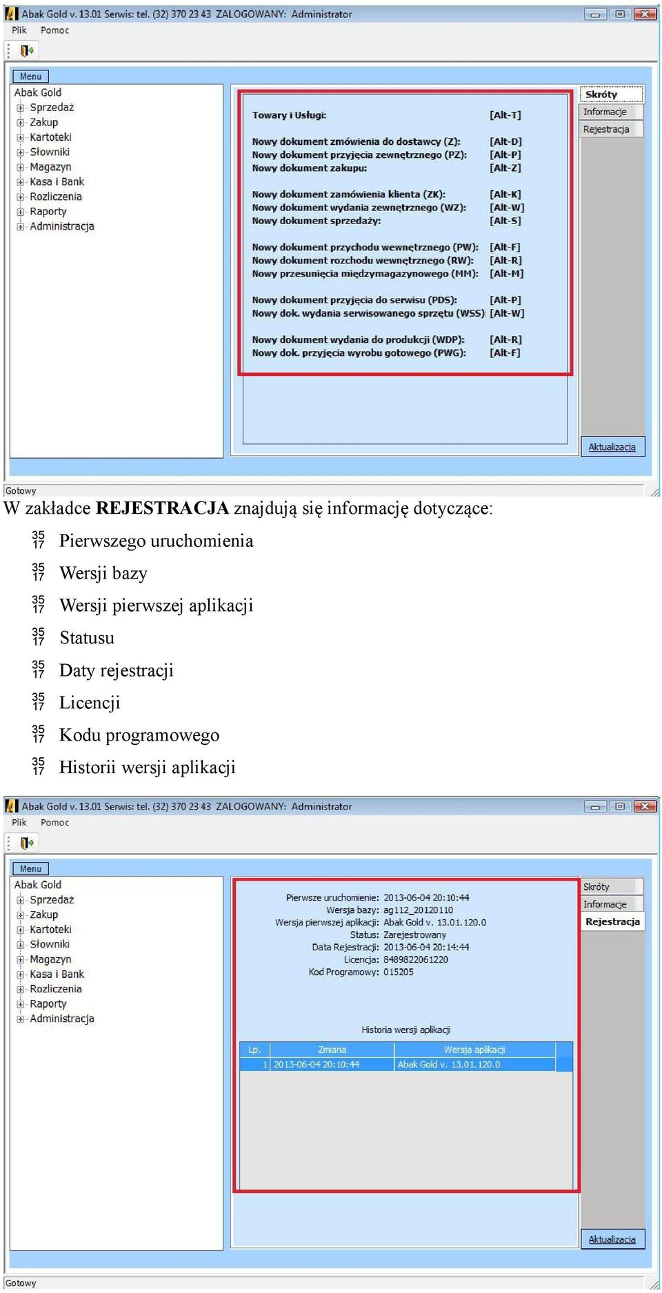 Wersji pierwszej aplikacji Statusu Daty