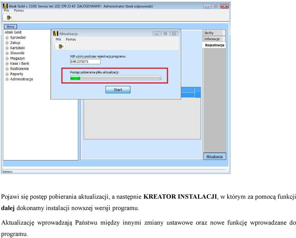 nowszej wersji programu.