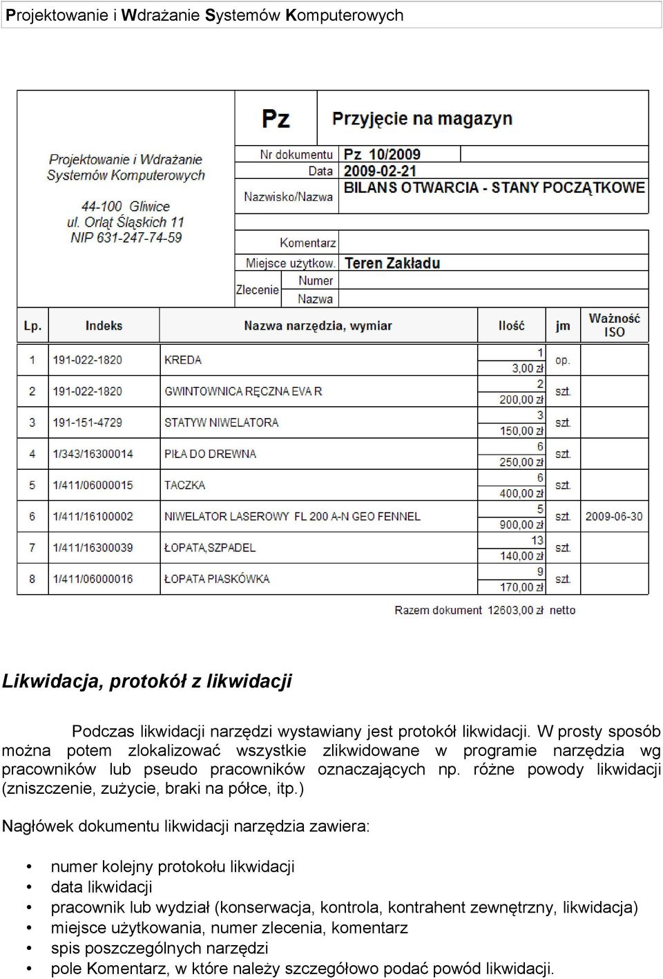 różne powody likwidacji (zniszczenie, zużycie, braki na półce, itp.