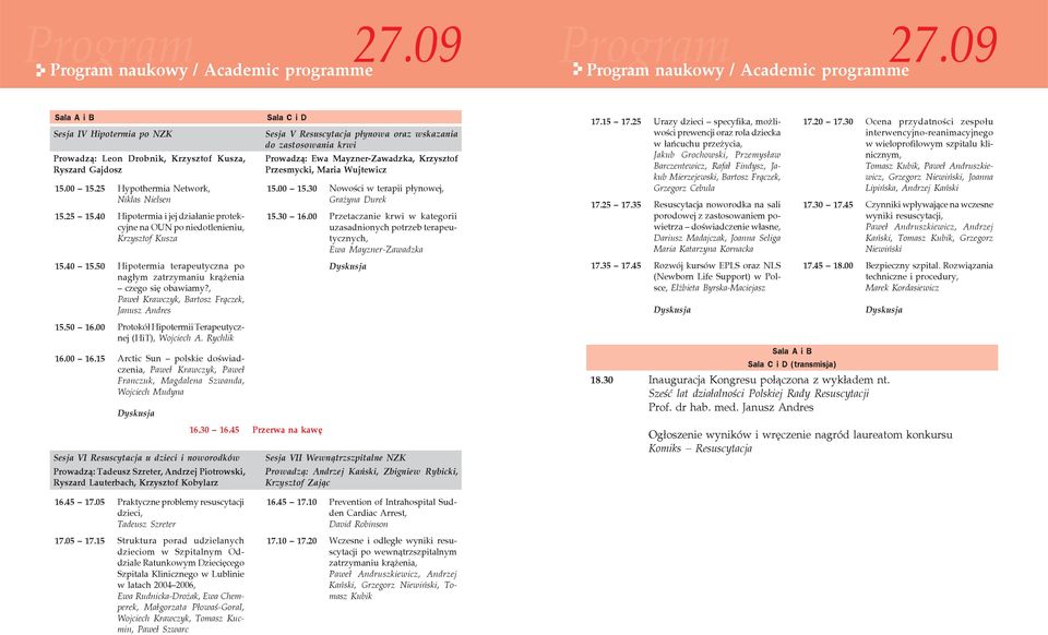 Krzysztof Przesmycki, Maria Wujtewicz 15.00 15.30 Nowości w terapii płynowej, Grażyna Durek 15.30 16.00 Przetaczanie krwi w kategorii uzasadnionych potrzeb terapeutycznych, Ewa Mayzner-Zawadzka 17.