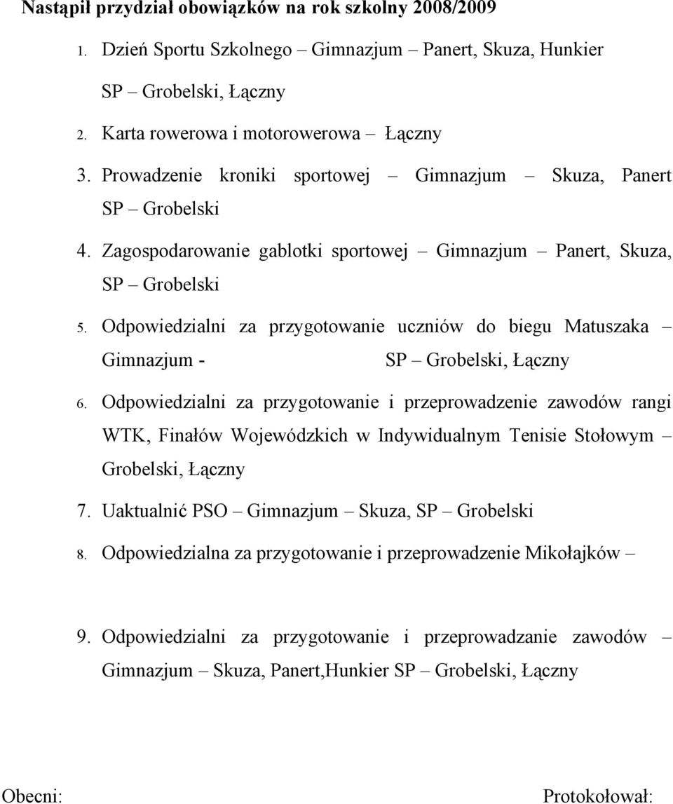 Odpowiedzialni za przygotowanie uczniów do biegu Matuszaka Gimnazjum - SP Grobelski, Łączny 6.