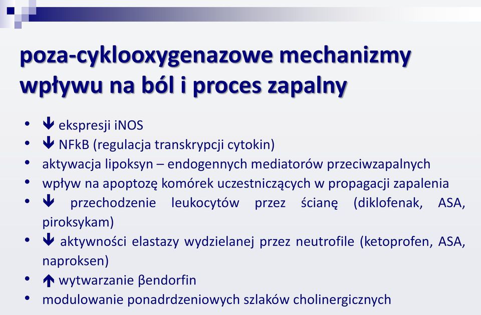 propagacji zapalenia przechodzenie leukocytów przez s cianę (diklofenak, ASA, piroksykam) aktywnos ci elastazy