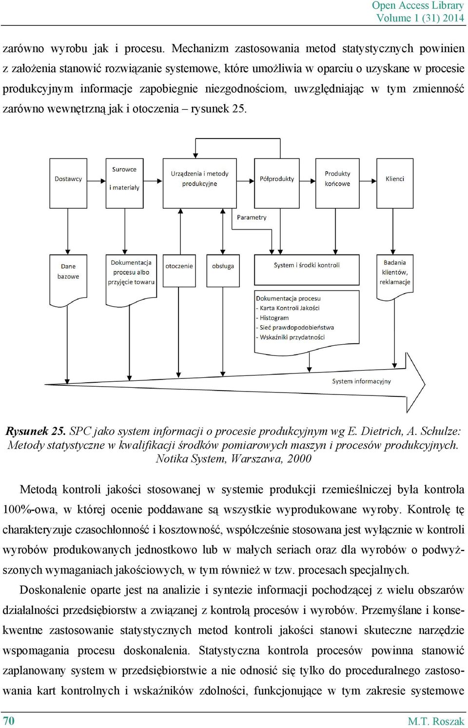 uwzględniając w tym zmienność zarówno wewnętrzną jak i otoczenia rysunek 25. Rysunek 25. SPC jako system informacji o procesie produkcyjnym wg E. Dietrich, A.