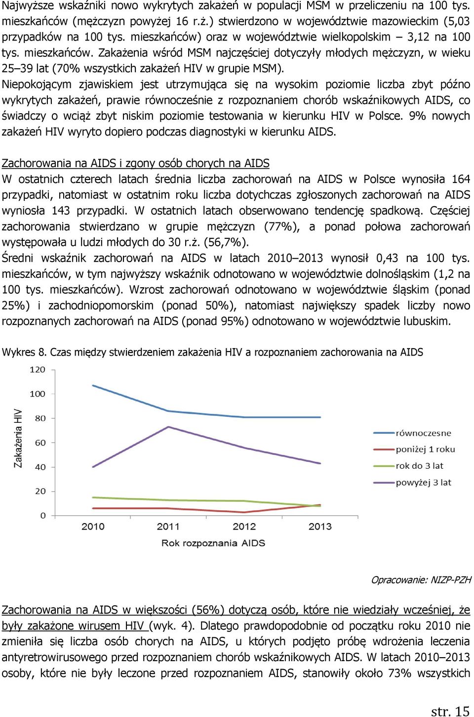 Niepokojącym zjawiskiem jest utrzymująca się na wysokim poziomie liczba zbyt późno wykrytych zakażeń, prawie równocześnie z rozpoznaniem chorób wskaźnikowych AIDS, co świadczy o wciąż zbyt niskim