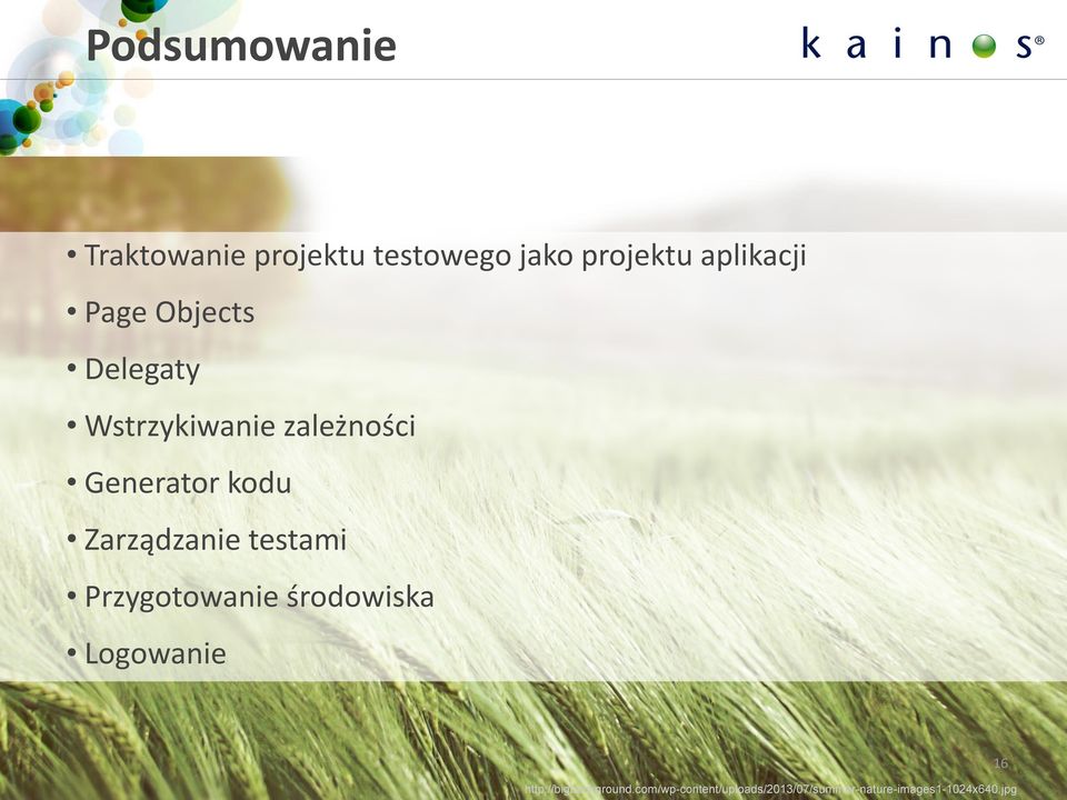 Zarządzanie testami Przygotowanie środowiska Logowanie