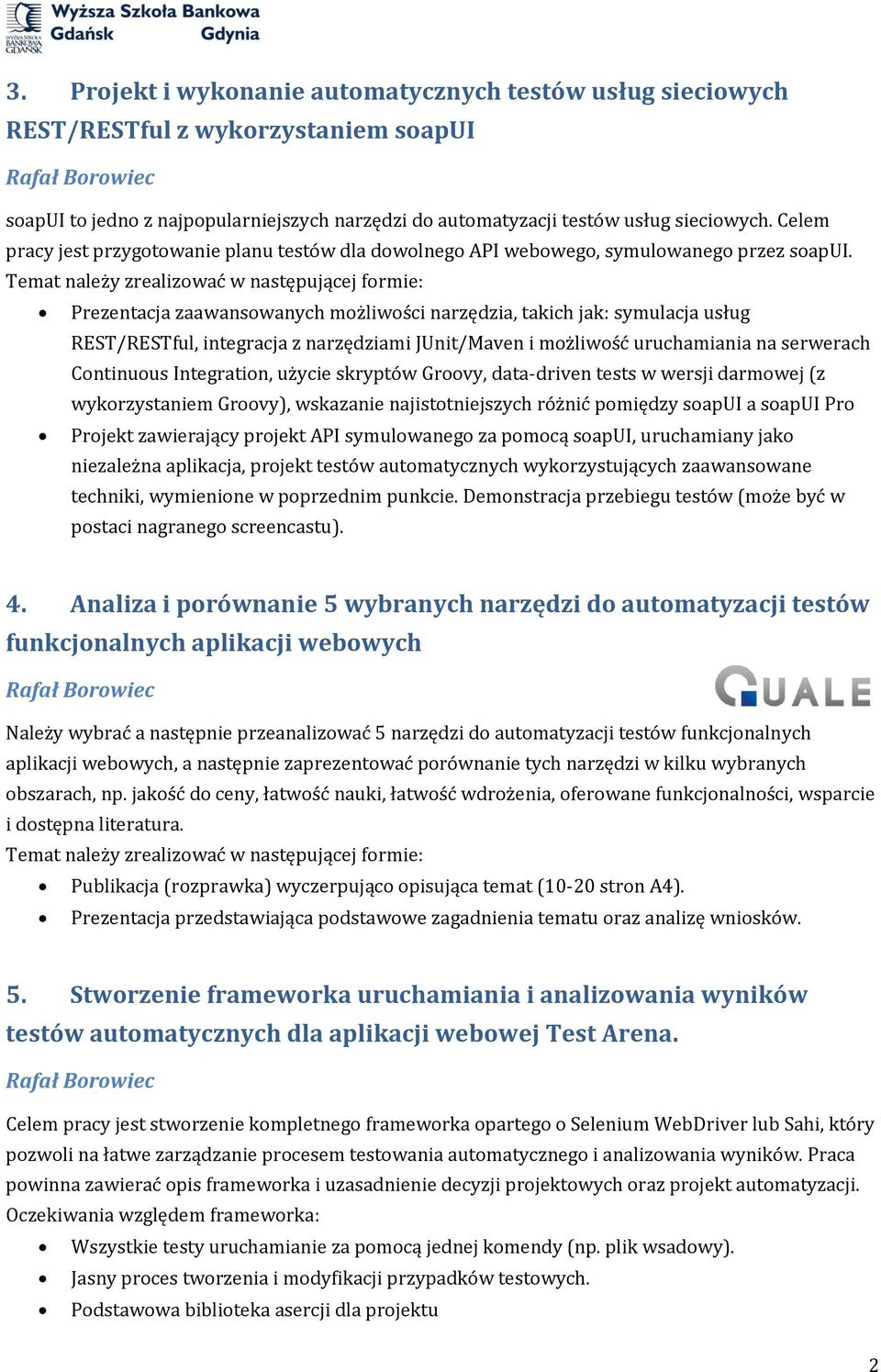Tester oprogramowania 2014/15 Tematy prac dyplomowych - PDF Darmowe  pobieranie