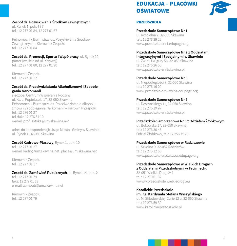 : 12 277 01 80, 12 277 01 90 Kierownik Zespołu tel.: 12 277 01 12 Zespół ds. Przeciwdziałania Alkoholizmowi i Zapobiegania Narkomanii siedziba: Centrum Wspierania Rodziny ul. Ks. J.
