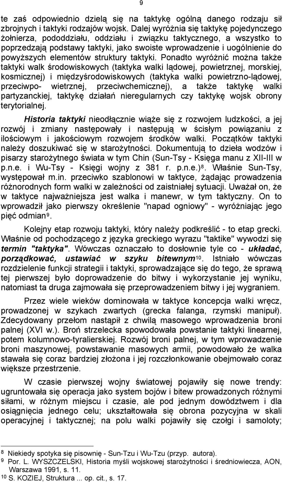 elementów struktury taktyki.