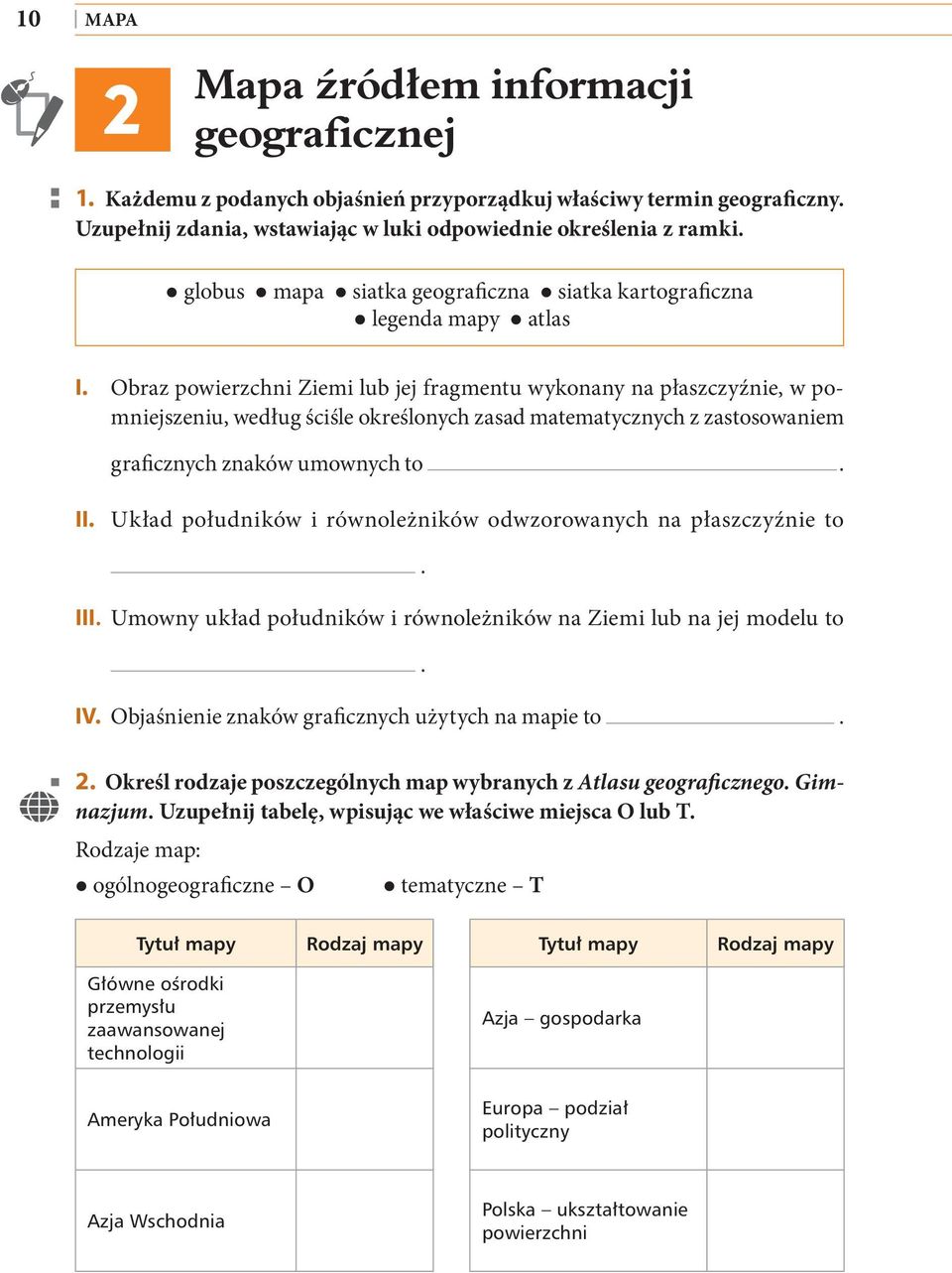 Obraz powierzchni Ziemi lub jej fragmentu wykonany na płaszczyźnie, w pomniejszeniu, według ściśle określonych zasad matematycznych z zastosowaniem graficznych znaków umownych to. II.