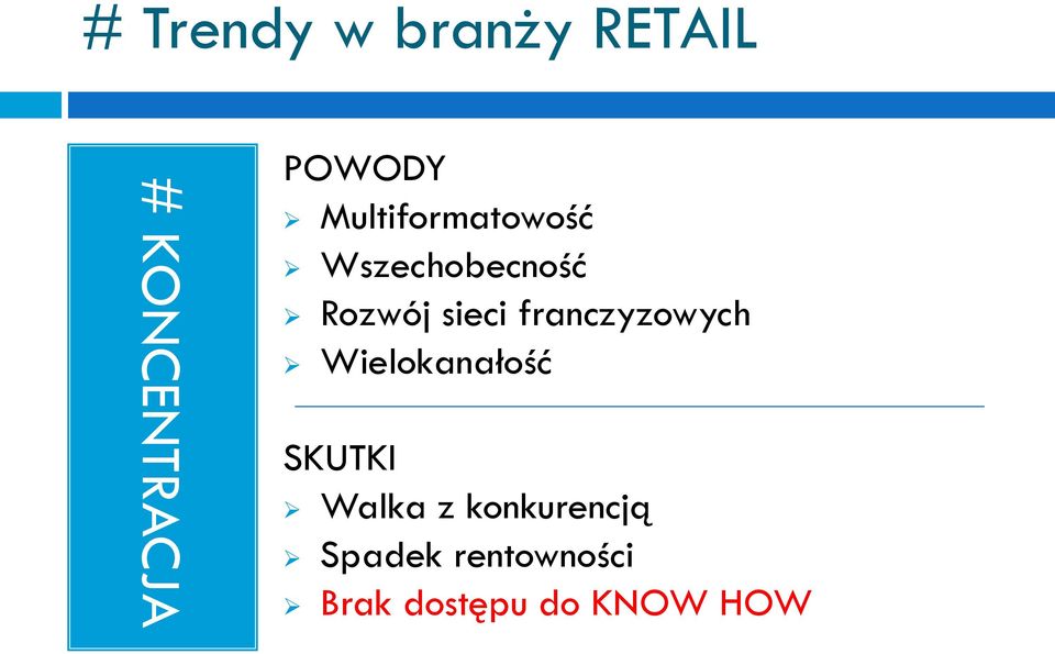 franczyzowych Wielokanałość SKUTKI Walka z