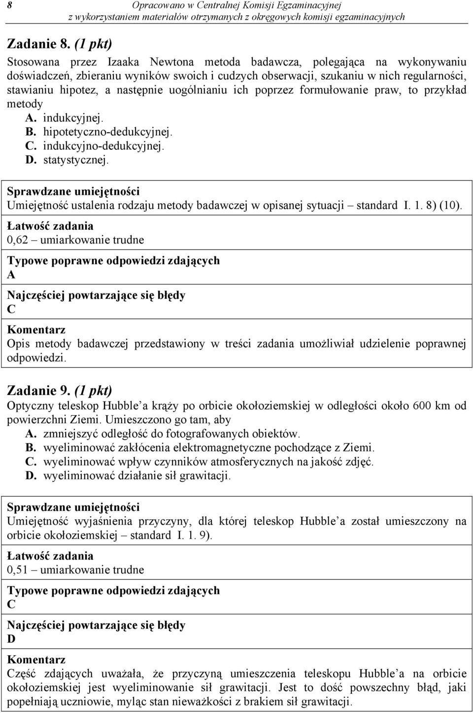 następnie uogólnianiu ich poprzez formułowanie praw, to przykład metody A. indukcyjnej. B. hipotetyczno-dedukcyjnej. C. indukcyjno-dedukcyjnej. D. statystycznej.