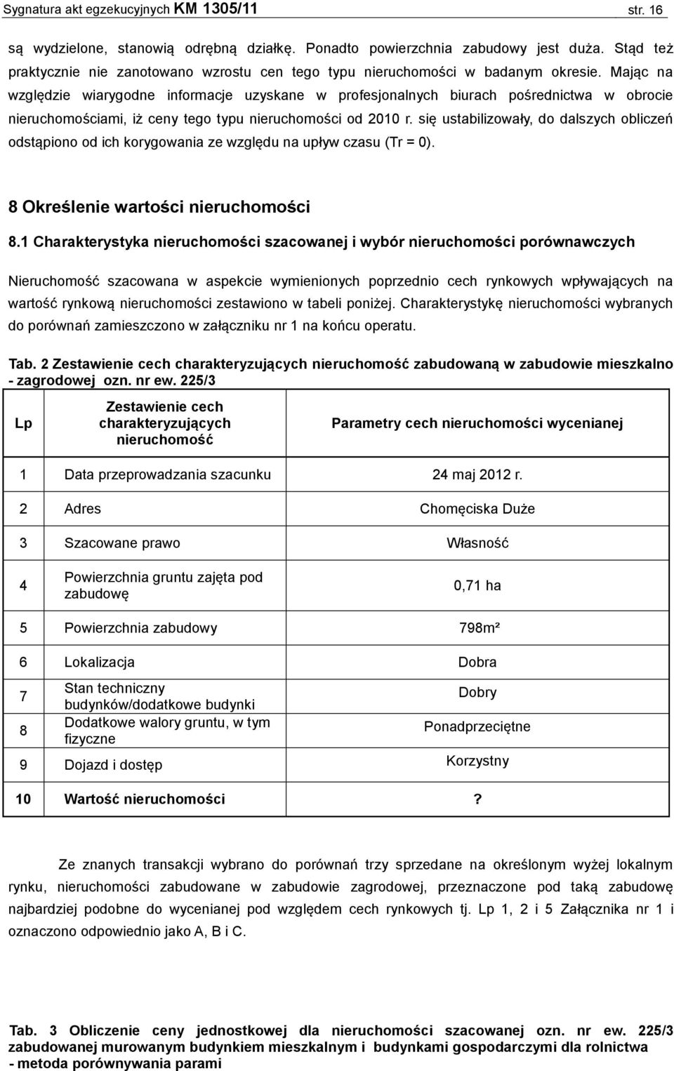 Mając na względzie wiarygodne informacje uzyskane w profesjonalnych biurach pośrednictwa w obrocie nieruchomościami, iż ceny tego typu nieruchomości od 2010 r.
