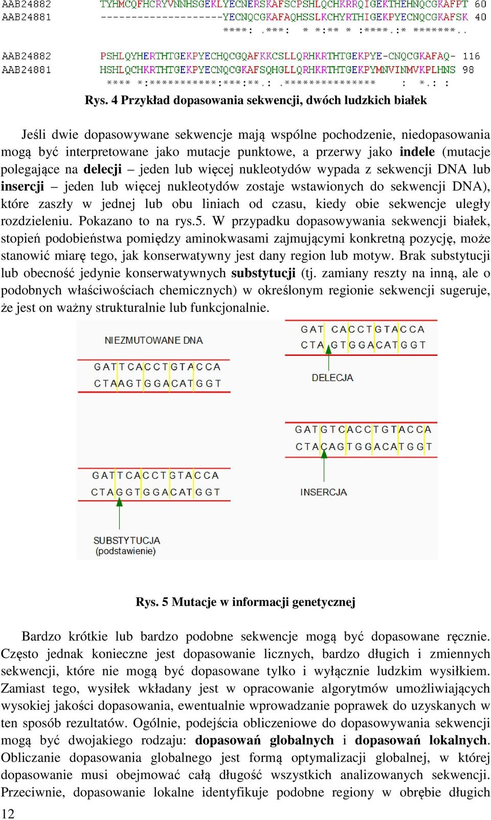 obu liniach od czasu, kiedy obie sekwencje uległy rozdzieleniu. Pokazano to na rys.5.