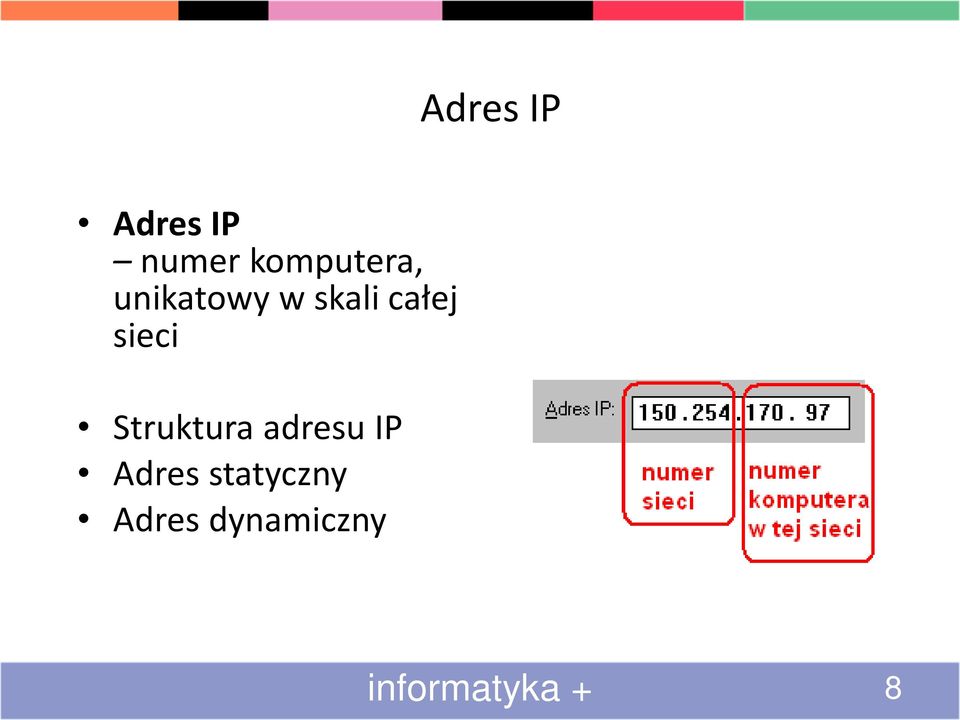 całej sieci Struktura adresu IP