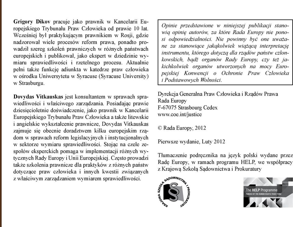 w dziedzinie wymiaru sprawiedliwości i rzetelnego procesu. Aktualnie pełni także funkcję adiunkta w katedrze praw człowieka w ośrodku Uniwersytetu w Syracuse (Syracuse University) w Strasburgu.