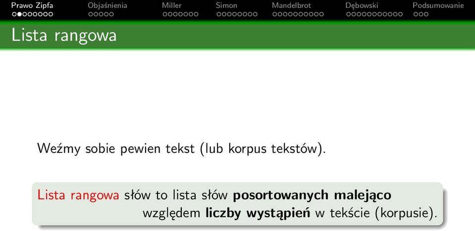 Lista rangowa słów to lista słów