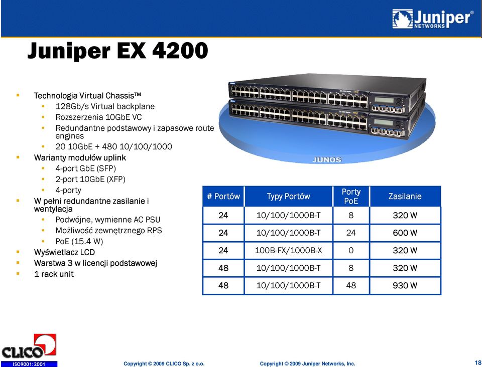 wentylacja Podwójne, wymienne AC PSU 24 10/100/1000B-T 8 320 W Możliwość zewnętrznego RPS 24 10/100/1000B-T 24 600 W PoE (15.