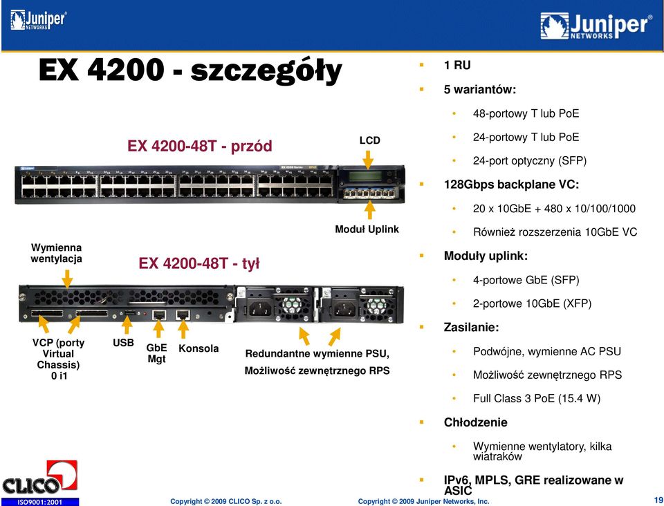 Virtual Chassis) 0 i1 USB GbE Mgt Konsola Redundantne wymienne PSU, Możliwość zewnętrznego RPS Zasilanie: Podwójne, wymienne AC PSU Możliwość zewnętrznego RPS Full