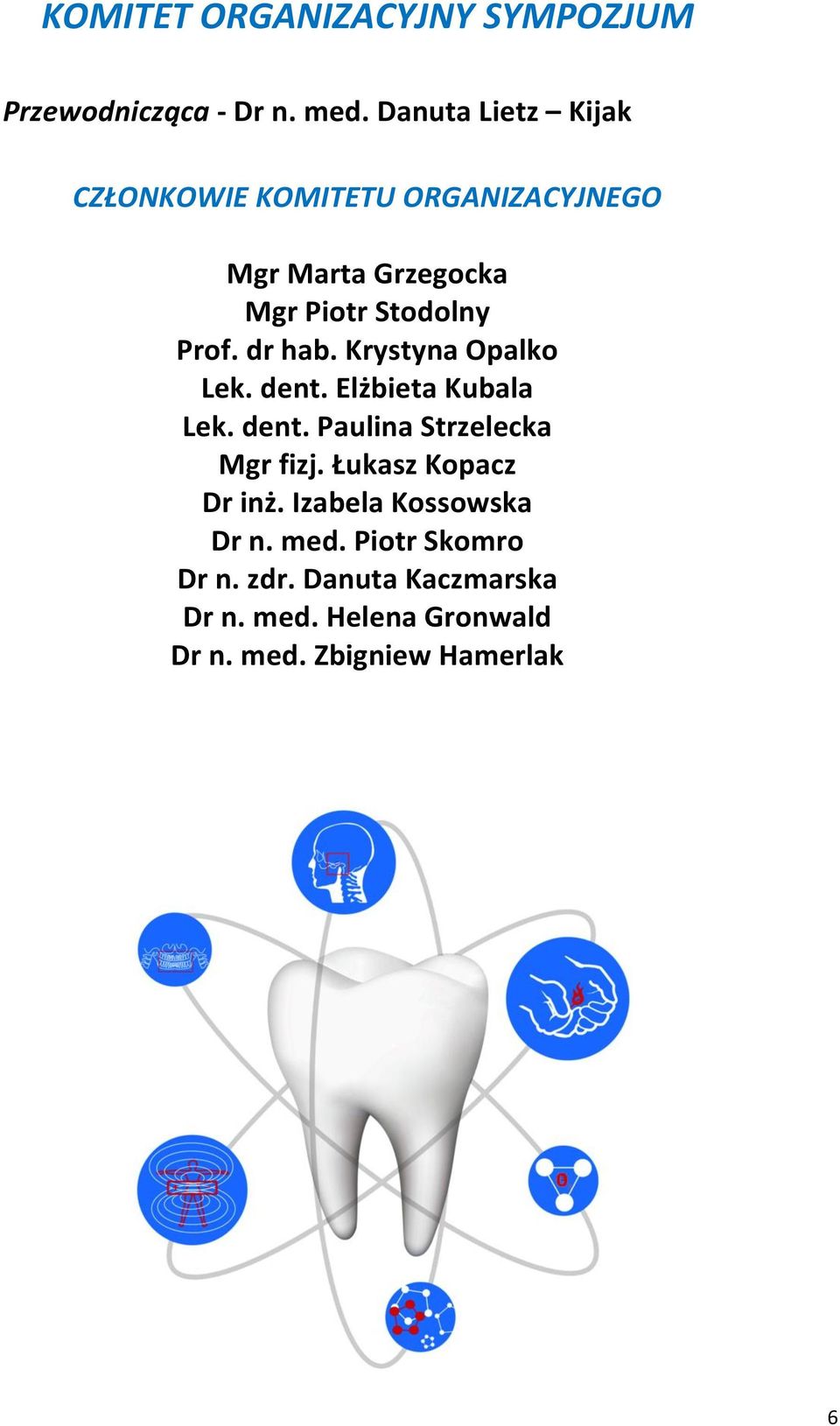 dr hab. Krystyna Opalko Lek. dent. Elżbieta Kubala Lek. dent. Paulina Strzelecka Mgr fizj.
