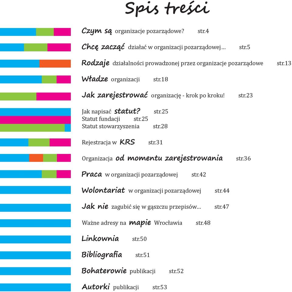 25 Statut stowarzyszenia str.25 str.28 Rejestracja w str.31 Organizacja str.36 w organizacji pozarządowej str.