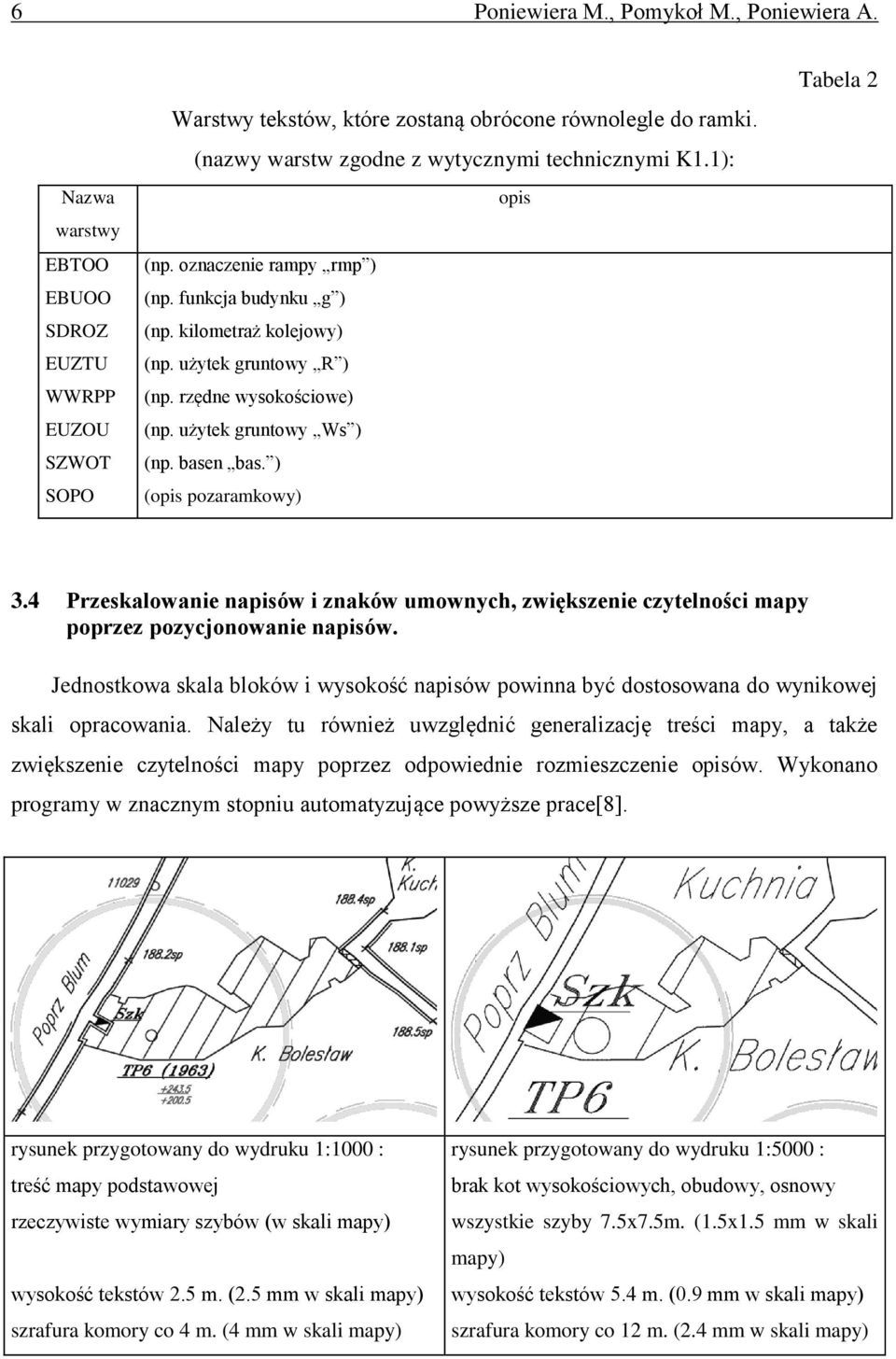 użytek gruntowy Ws ) (np. basen bas. ) (opis pozaramkowy) Tabela 2 3.4 Przeskalowanie napisów i znaków umownych, zwiększenie czytelności mapy poprzez pozycjonowanie napisów.