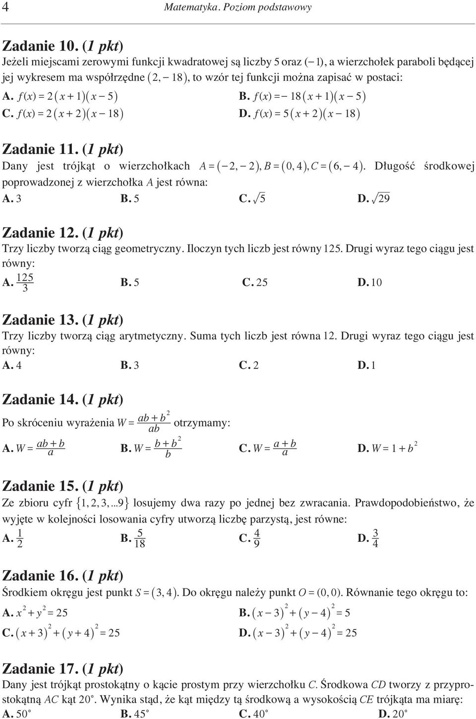 PRZYK ADOWY ARKUSZ EGZAMINACYJNY Z MATEMATYKI - PDF Free Download