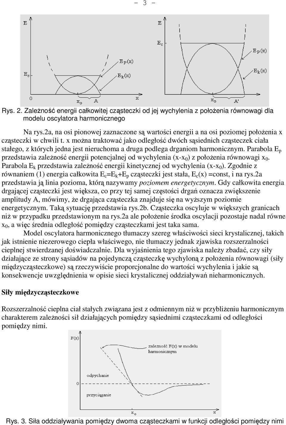 x można traktować jako odległość dwóch sąsiednich cząsteczek ciała stałego, z których jedna jest nieruchoma a druga podlega drganiom harmonicznym.