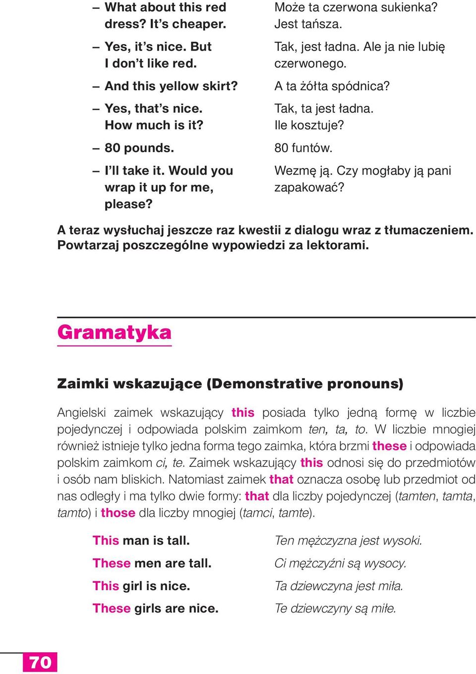 please? A teraz wysłuchaj jeszcze raz kwestii z dialogu wraz z tłumaczeniem. Powtarzaj poszczególne wypowiedzi za lektorami.