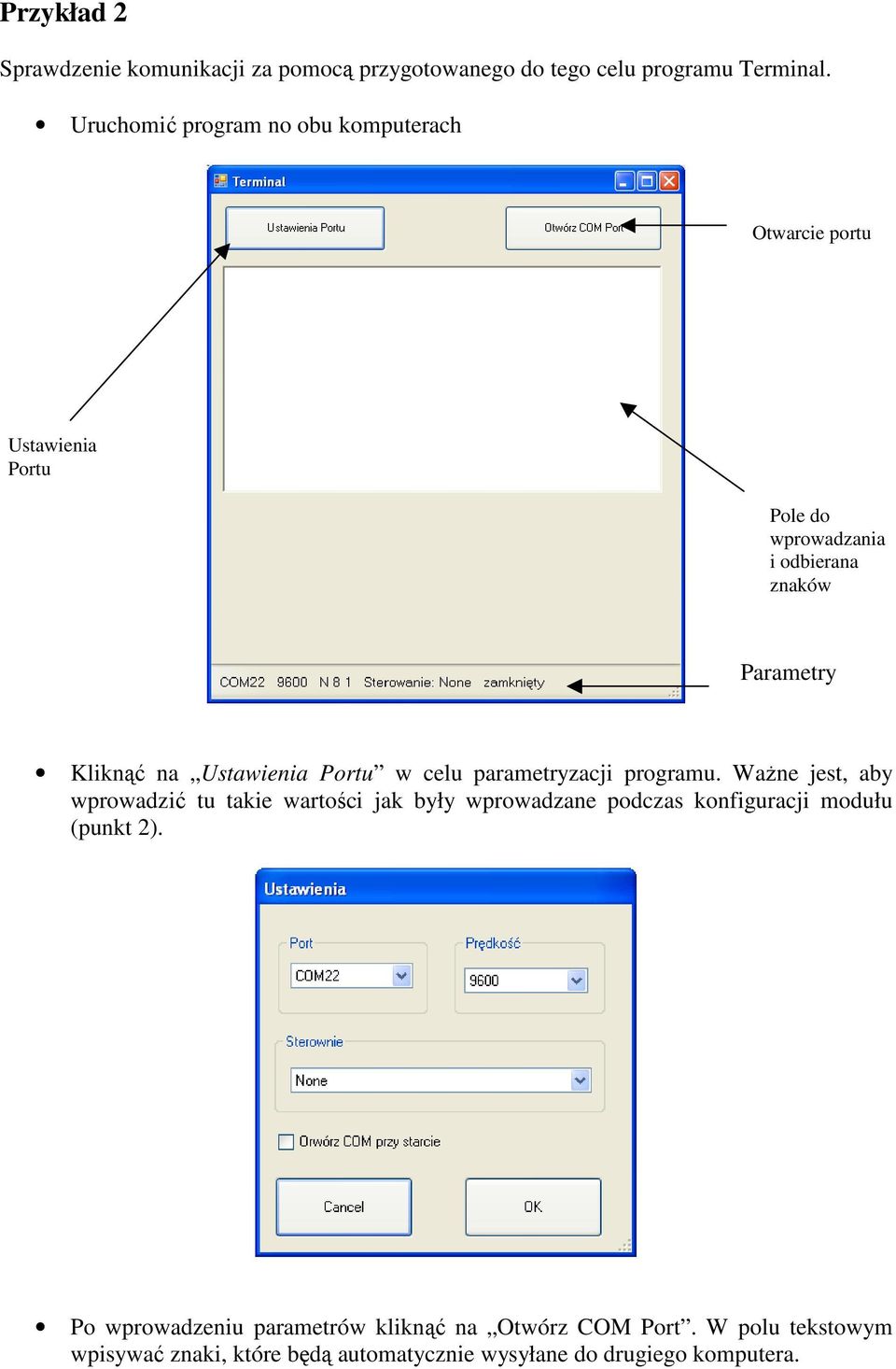 Ustawienia Portu w celu parametryzacji programu.